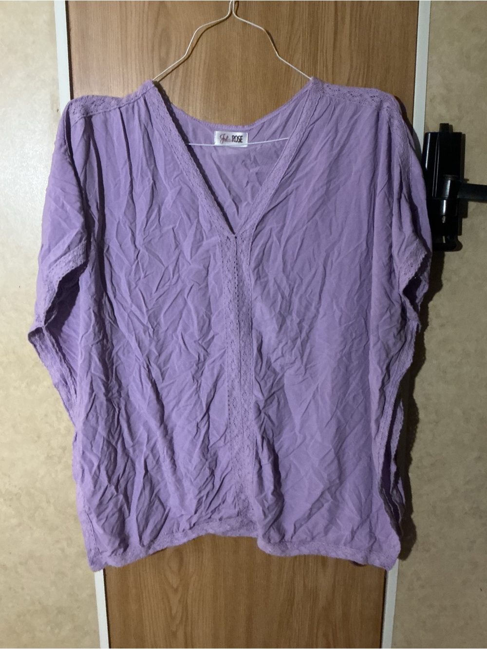 Soft Lavender V-Neck Tunic Top by Pink Rose